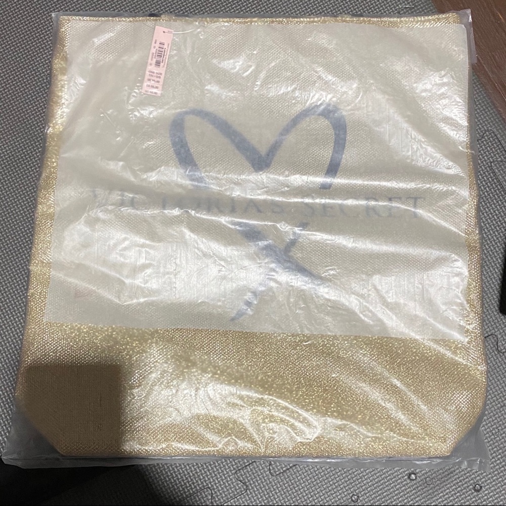 Victoria’s Secret gold sparkle tote bag
